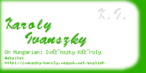 karoly ivanszky business card